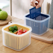 Load image into Gallery viewer, Square Drain Sealed Box Ginger Garlic Onion Food Vegetable 2 in1 Container Storage Fridge Box Durable Kitchen Fresh-keeping Box