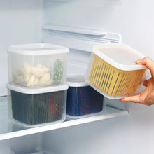 Load image into Gallery viewer, Square Drain Sealed Box Ginger Garlic Onion Food Vegetable 2 in1 Container Storage Fridge Box Durable Kitchen Fresh-keeping Box