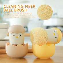 Load image into Gallery viewer, Kitchen Cartoon Eggshell Fiber Ball Pot Brush Washing Pot Brush with Handle Chicken Dishes Fiber Ball Cleaning Brush
