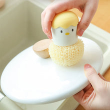 Load image into Gallery viewer, Kitchen Cartoon Eggshell Fiber Ball Pot Brush Washing Pot Brush with Handle Chicken Dishes Fiber Ball Cleaning Brush