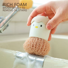 Load image into Gallery viewer, Kitchen Cartoon Eggshell Fiber Ball Pot Brush Washing Pot Brush with Handle Chicken Dishes Fiber Ball Cleaning Brush