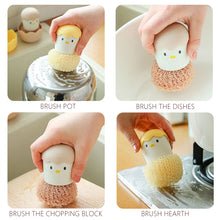 Load image into Gallery viewer, Kitchen Cartoon Eggshell Fiber Ball Pot Brush Washing Pot Brush with Handle Chicken Dishes Fiber Ball Cleaning Brush