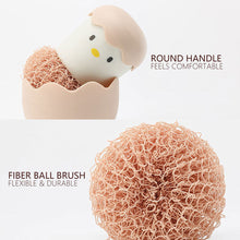 Load image into Gallery viewer, Kitchen Cartoon Eggshell Fiber Ball Pot Brush Washing Pot Brush with Handle Chicken Dishes Fiber Ball Cleaning Brush