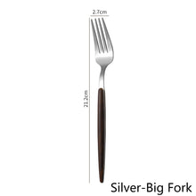 Load image into Gallery viewer, Wooden Tableware for Kitchen Cutlery Set Stainless Steel Dinnerware Glossy Wood Western Food Knife fork Teaspoon
