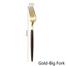 Load image into Gallery viewer, Wooden Tableware for Kitchen Cutlery Set Stainless Steel Dinnerware Glossy Wood Western Food Knife fork Teaspoon