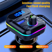 Load image into Gallery viewer, Wireless Car Kit MP3 Player Ambient Light Fast Charger Bluetooth-compatible 5.0 FM Transmitter Handsfree Audio Receiver
