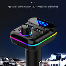 Load image into Gallery viewer, Wireless Car Kit MP3 Player Ambient Light Fast Charger Bluetooth-compatible 5.0 FM Transmitter Handsfree Audio Receiver