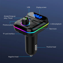 Load image into Gallery viewer, Wireless Car Kit MP3 Player Ambient Light Fast Charger Bluetooth-compatible 5.0 FM Transmitter Handsfree Audio Receiver
