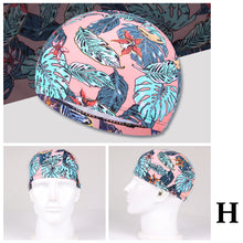 Load image into Gallery viewer, 1PC High Elastic Swimming Cap Men Women Free Size Printed Long Hair Sports Swim Pool Hat Nylon Turban