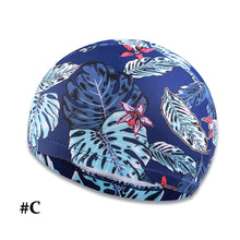 Load image into Gallery viewer, 1PC High Elastic Swimming Cap Men Women Free Size Printed Long Hair Sports Swim Pool Hat Nylon Turban