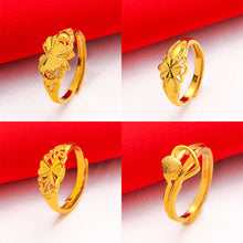 Load image into Gallery viewer, Fashion Vietnam Sha Jin Hollow Adjustable Bracelet Gold Rose Ring 3D Alloy Hard Gold Women Elegant Jewelry Accessories