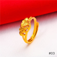Load image into Gallery viewer, Fashion Vietnam Sha Jin Hollow Adjustable Bracelet Gold Rose Ring 3D Alloy Hard Gold Women Elegant Jewelry Accessories