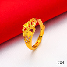 Load image into Gallery viewer, Fashion Vietnam Sha Jin Hollow Adjustable Bracelet Gold Rose Ring 3D Alloy Hard Gold Women Elegant Jewelry Accessories