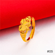Load image into Gallery viewer, Fashion Vietnam Sha Jin Hollow Adjustable Bracelet Gold Rose Ring 3D Alloy Hard Gold Women Elegant Jewelry Accessories