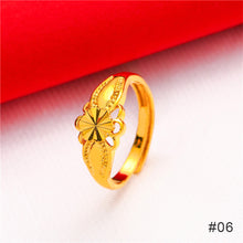Load image into Gallery viewer, Fashion Vietnam Sha Jin Hollow Adjustable Bracelet Gold Rose Ring 3D Alloy Hard Gold Women Elegant Jewelry Accessories