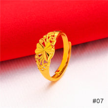 Load image into Gallery viewer, Fashion Vietnam Sha Jin Hollow Adjustable Bracelet Gold Rose Ring 3D Alloy Hard Gold Women Elegant Jewelry Accessories