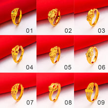 Load image into Gallery viewer, Fashion Vietnam Sha Jin Hollow Adjustable Bracelet Gold Rose Ring 3D Alloy Hard Gold Women Elegant Jewelry Accessories