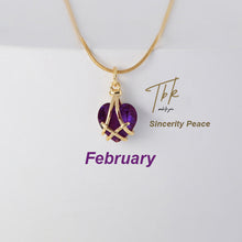 Load image into Gallery viewer, 18K Gold-plated Diamond Birthstone Necklace Crystal Heart-shaped Birthday Stone Pendant Titanium Steel Necklace Girl Gift