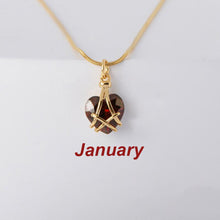 Load image into Gallery viewer, 18K Gold-plated Diamond Birthstone Necklace Crystal Heart-shaped Birthday Stone Pendant Titanium Steel Necklace Girl Gift