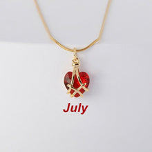 Load image into Gallery viewer, 18K Gold-plated Diamond Birthstone Necklace Crystal Heart-shaped Birthday Stone Pendant Titanium Steel Necklace Girl Gift