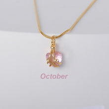 Load image into Gallery viewer, 18K Gold-plated Diamond Birthstone Necklace Crystal Heart-shaped Birthday Stone Pendant Titanium Steel Necklace Girl Gift