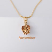 Load image into Gallery viewer, 18K Gold-plated Diamond Birthstone Necklace Crystal Heart-shaped Birthday Stone Pendant Titanium Steel Necklace Girl Gift