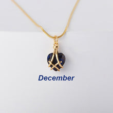 Load image into Gallery viewer, 18K Gold-plated Diamond Birthstone Necklace Crystal Heart-shaped Birthday Stone Pendant Titanium Steel Necklace Girl Gift