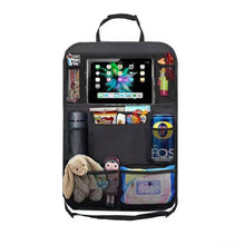 Load image into Gallery viewer, Auto BackSeat Organizer with Touch Screen Tablet Holder Car Seat Back Protector Kick Mats Travel Storage Bag for Trip Kids Children