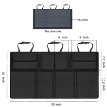 Load image into Gallery viewer, Car Back Seat Trunk Organizer Rear Seats Storage for Car Truck SUV Adjustable Auto Back Seat Cargo Organizers with Mesh Pockets