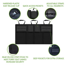 Load image into Gallery viewer, Car Back Seat Trunk Organizer Rear Seats Storage for Car Truck SUV Adjustable Auto Back Seat Cargo Organizers with Mesh Pockets