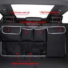 Load image into Gallery viewer, Car Rear Seat Back Organizer Auto Trunk Storage for Car Truck SUV Adjustable Auto Back Seat Cargo Organizers with Mesh Pockets