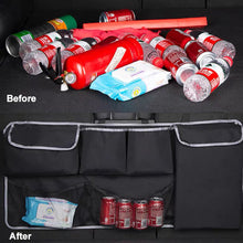 Load image into Gallery viewer, Car Rear Seat Back Organizer Auto Trunk Storage for Car Truck SUV Adjustable Auto Back Seat Cargo Organizers with Mesh Pockets