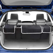 Load image into Gallery viewer, Car Back Seat Trunk Organizer Rear Seats Storage for Car Truck SUV Adjustable Auto Back Seat Cargo Organizers with Mesh Pockets