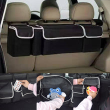 Load image into Gallery viewer, Car Back Seat Trunk Organizer Rear Seats Storage for Car Truck SUV Adjustable Auto Back Seat Cargo Organizers with Mesh Pockets