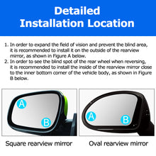 Load image into Gallery viewer, 2 Pcs Wide-angle 360 Degree Adjustable Car Blind Spot Mirror Round Frame Convex Clear Rearview Auxiliary Mirror Driving Safety