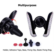 Load image into Gallery viewer, Universal Car Phone Holder with Bing Crystal Rhinestone Car Air Vent Mount Clip Cell Phone Holder for iPhone Samsung Car Holder