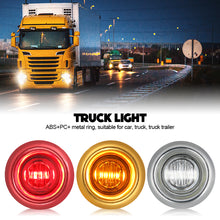 Load image into Gallery viewer, 1Pc 12V 3LED 3/4" Round Trailer Chrome Side Marker Lights Trucks Tractors Clearance Lights Lamp Bullet Amber Waterproof