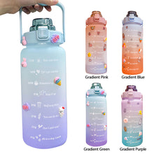 Load image into Gallery viewer, 2L Sports Water Bottle With Time Marker Straw Lids Large Capacity Tiktok Drinking Bottle Plastic Leak-proof Frosted Cup Outdoor