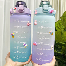 Load image into Gallery viewer, 2L Sports Water Bottle With Time Marker Straw Lids Large Capacity Tiktok Drinking Bottle Plastic Leak-proof Frosted Cup Outdoor