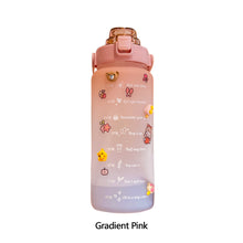 Load image into Gallery viewer, 2L Sports Water Bottle With Time Marker Straw Lids Large Capacity Tiktok Drinking Bottle Plastic Leak-proof Frosted Cup Outdoor