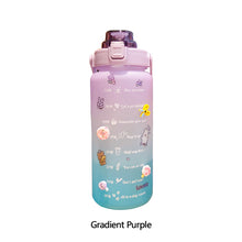 Load image into Gallery viewer, 2L Sports Water Bottle With Time Marker Straw Lids Large Capacity Tiktok Drinking Bottle Plastic Leak-proof Frosted Cup Outdoor