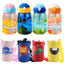 Load image into Gallery viewer, 600ml Portable Kids Water Bottle Sippy Cup Creative Cartoon Baby Feeding Cups with Straws Leakproof Water Bottles Outdoor Children's Cups