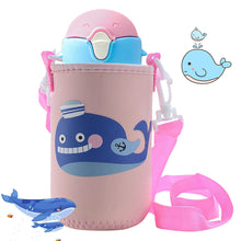 Load image into Gallery viewer, 600ml Portable Kids Water Bottle Sippy Cup Creative Cartoon Baby Feeding Cups with Straws Leakproof Water Bottles Outdoor Children's Cups