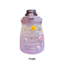 Load image into Gallery viewer, 1300ml Large Capacity Outdoor Sports Water Bottle With Straw Strap 3D Sticker For Girls Children Portable School Drinking Bottle
