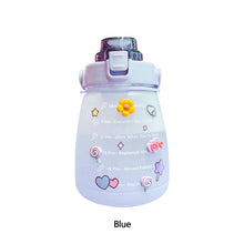 Load image into Gallery viewer, 1300ml Large Capacity Outdoor Sports Water Bottle With Straw Strap 3D Sticker For Girls Children Portable School Drinking Bottle