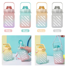 Load image into Gallery viewer, 1500ml Large Capacity Outdoor Sports Water Bottle With Straw Strap 3D Sticker For Girls Children Portable School Drinking Bottle