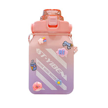 Load image into Gallery viewer, 1500ml Large Capacity Outdoor Sports Water Bottle With Straw Strap 3D Sticker For Girls Children Portable School Drinking Bottle