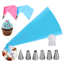 Load image into Gallery viewer, 8PCS Reusable Silicone Pastry Bag Tips Stainless Steel Piping Nozzles Cake Decorating Tips Set Confectionery Pastry Cream Baking DIY Tools