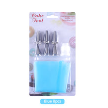 Load image into Gallery viewer, 8PCS Reusable Silicone Pastry Bag Tips Stainless Steel Piping Nozzles Cake Decorating Tips Set Confectionery Pastry Cream Baking DIY Tools