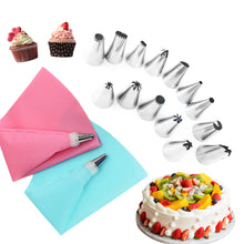 Load image into Gallery viewer, 16/26Pcs Silicone Pastry Bag Tips Kitchen DIY Cake Icing Piping Cream Decorate Tool Reusable Pastry Bag+Stainless Nozzle